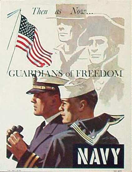 Navy Recruiting Poster - Then ... as ... Now ... Guardians of Freedom