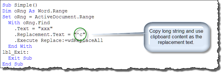 find and replace with long string 2