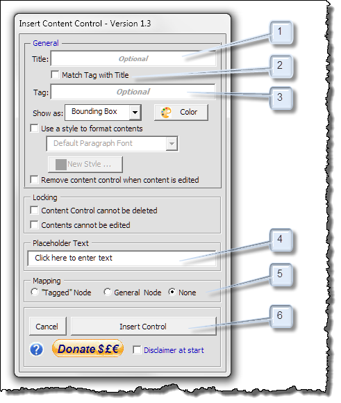 Custom Content Control Insert Dialog