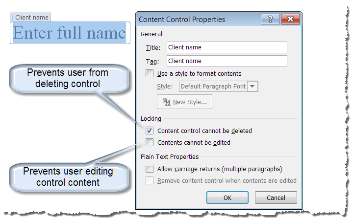 definition content control microsoft word