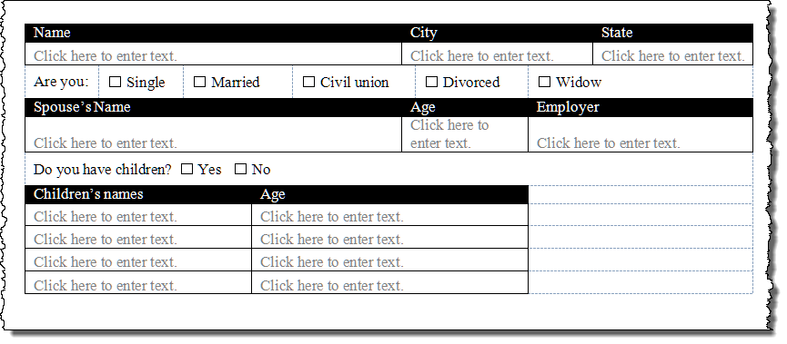 word insert checkbox form