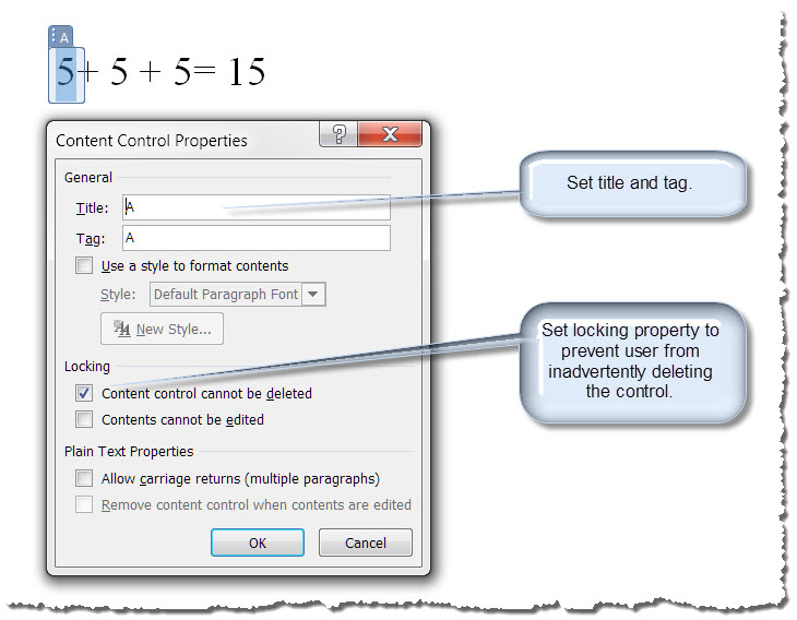 Content Control Math Operations