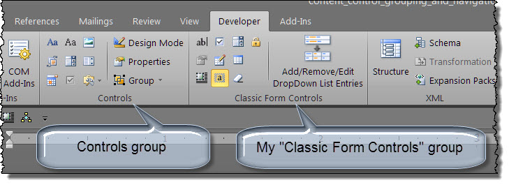 microsoft word 2007 content controls