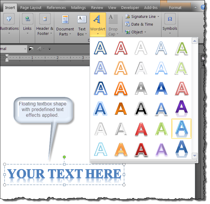 microsoft word art dated