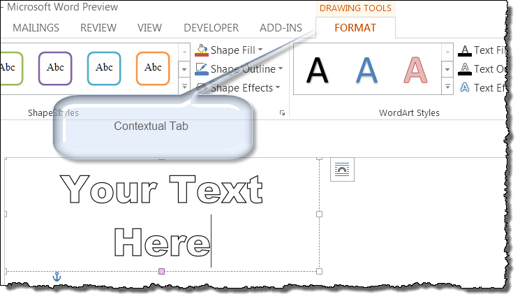 text formatting in word shapes