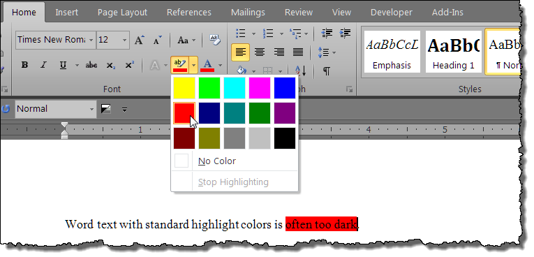 custom highlight colors in word