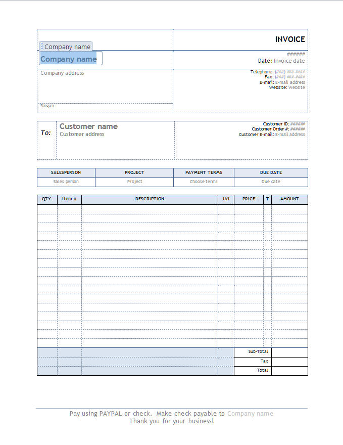 Invoice Automated For Word