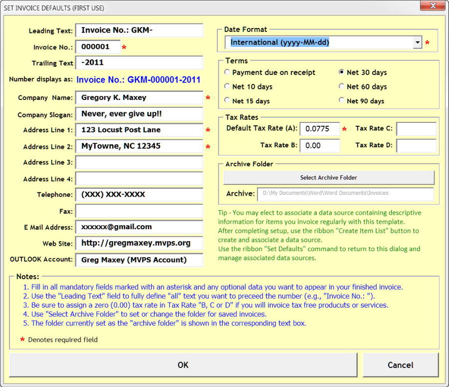 invoice with word developer tools