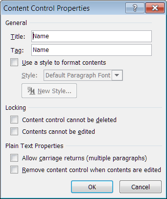 word for mac text form field