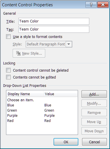 Modify Content Control Placeholder Text