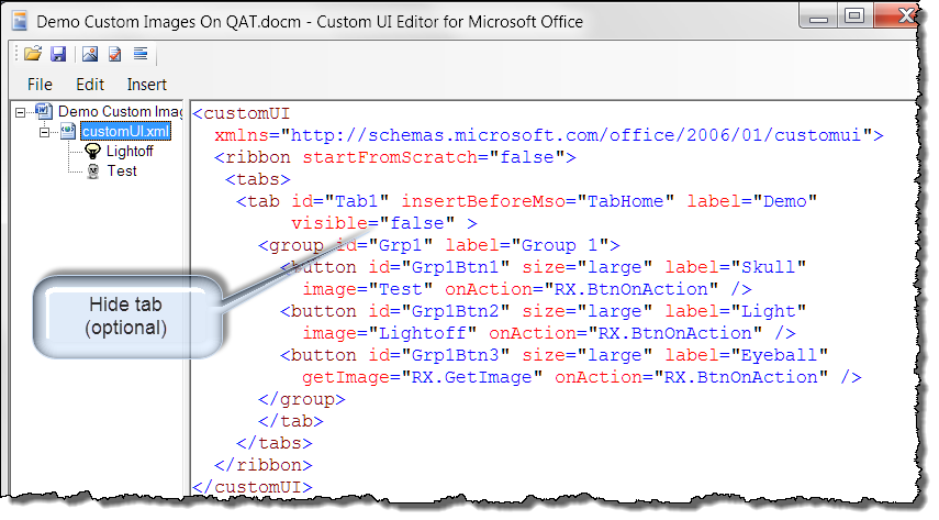 Modify Quick Access Toolbar (QAT) Button Image or Text